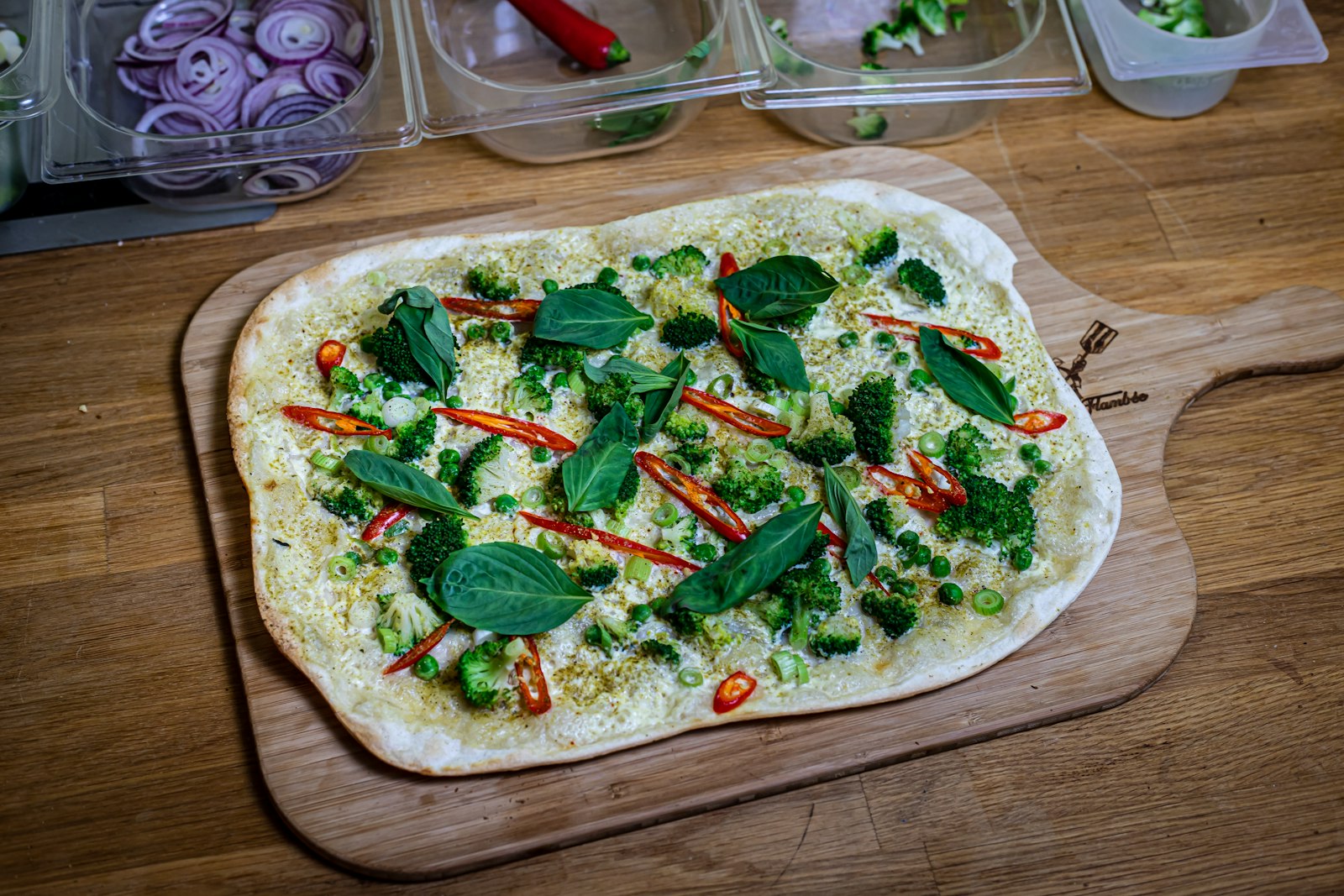 Flammkuchen with onions and bacon