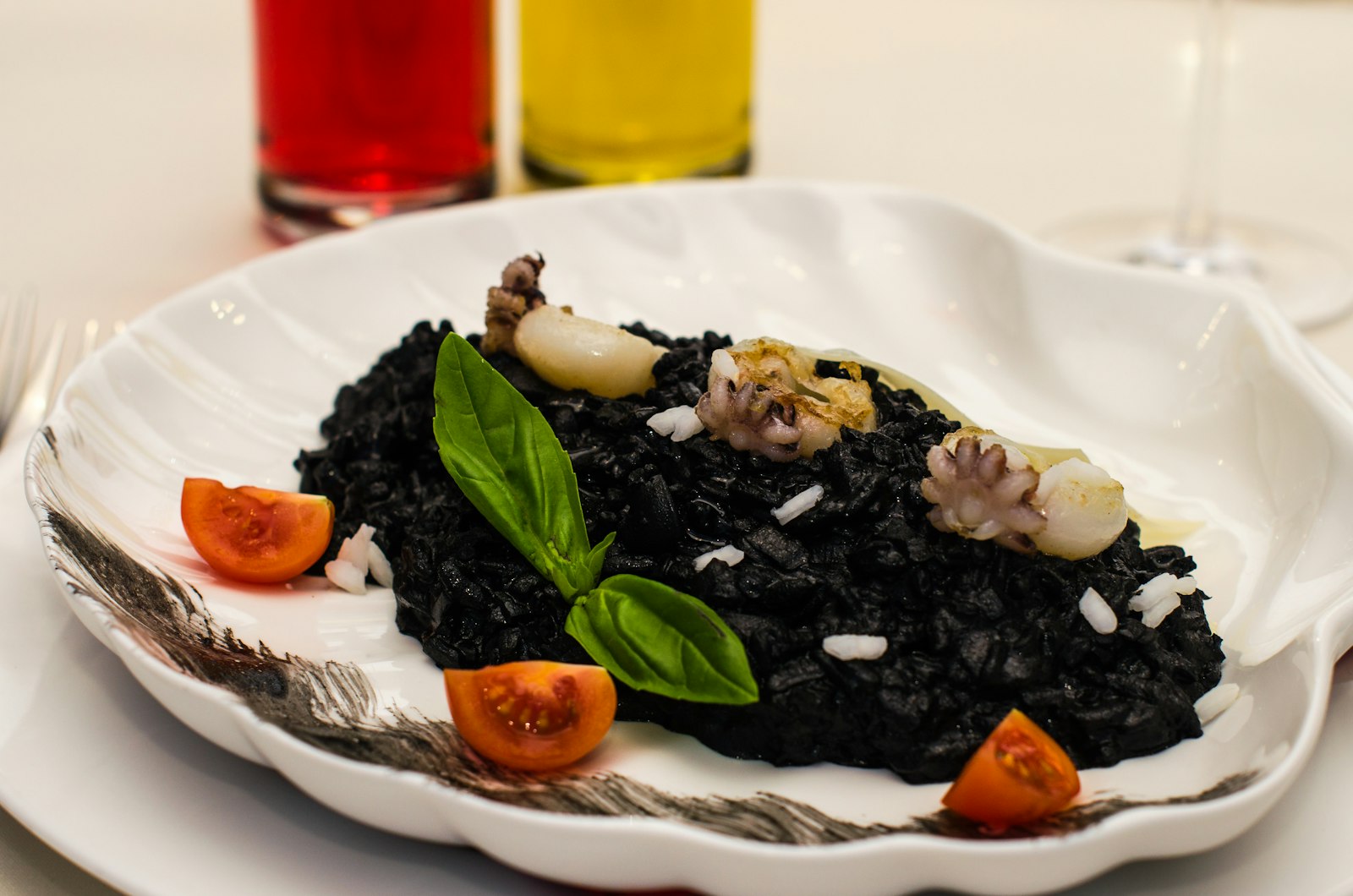 Black rice with squid, a Spanish dinner favorite