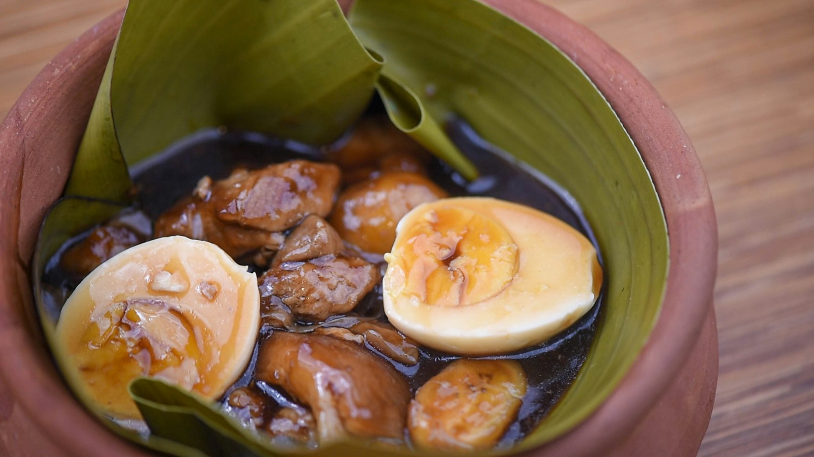 Filipino braised pork with a hard boiled egg