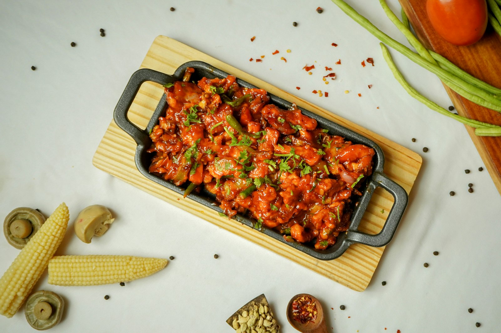 Chicken with peppers in a baking dish