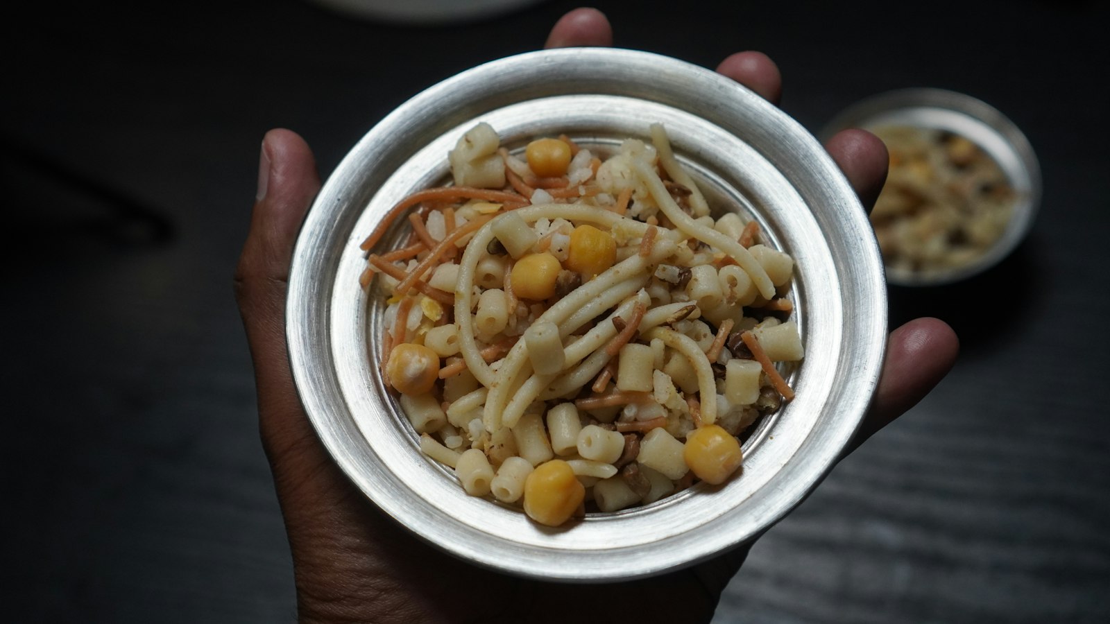 Egyptian koshari bowl with lentils, rice and pasta