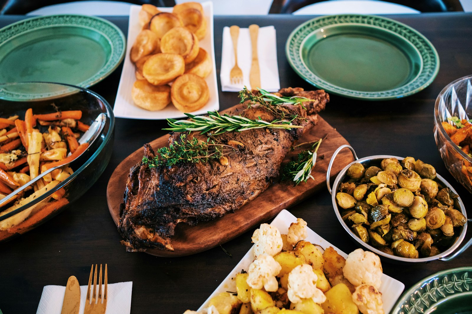 Slow roasted lamb mechoui with side dishes