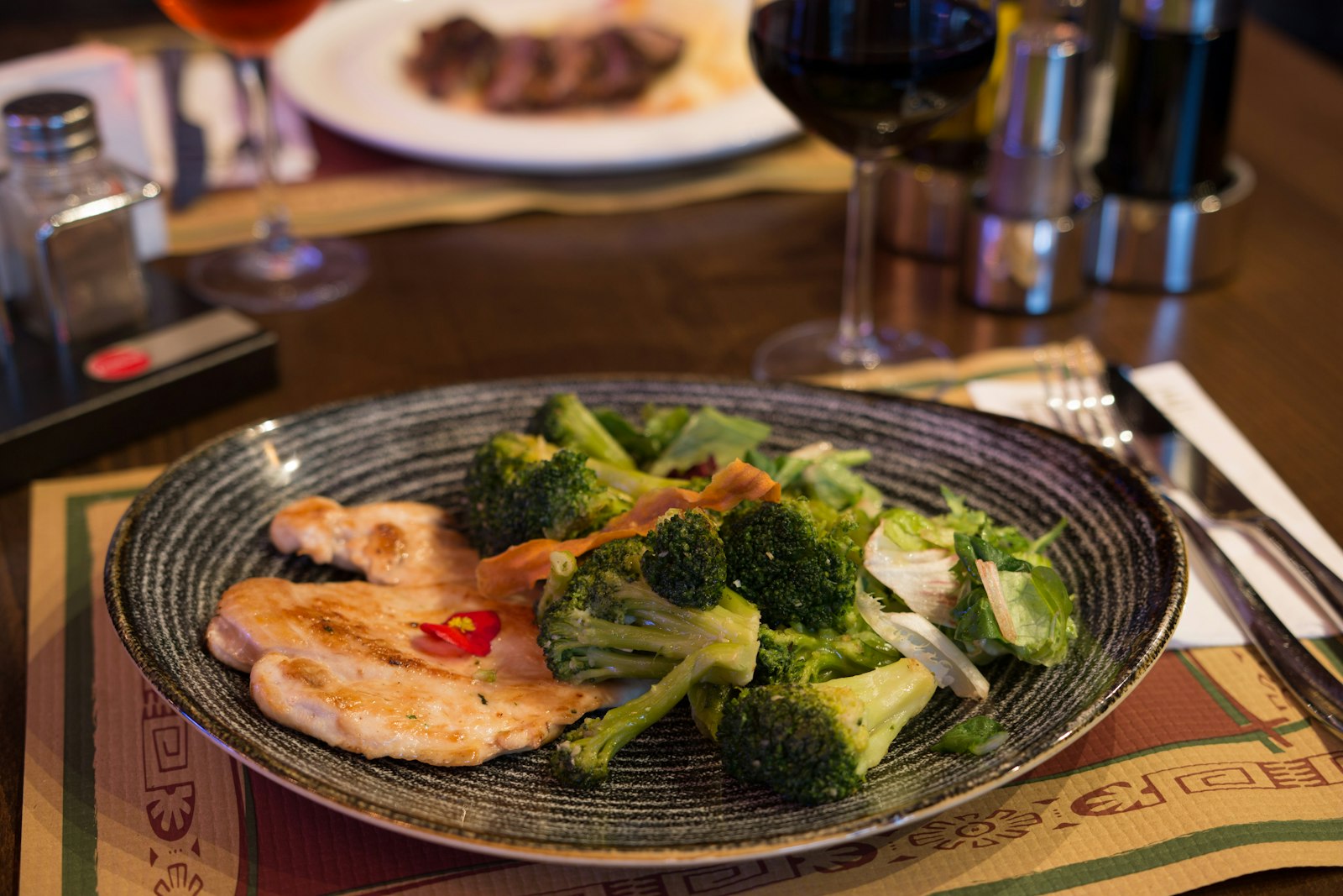 Chicken and broccoli dinner plate