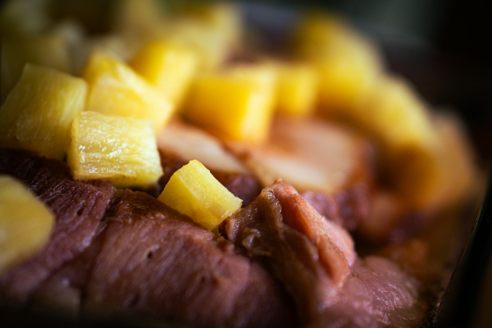 Ham with pineapple chunks