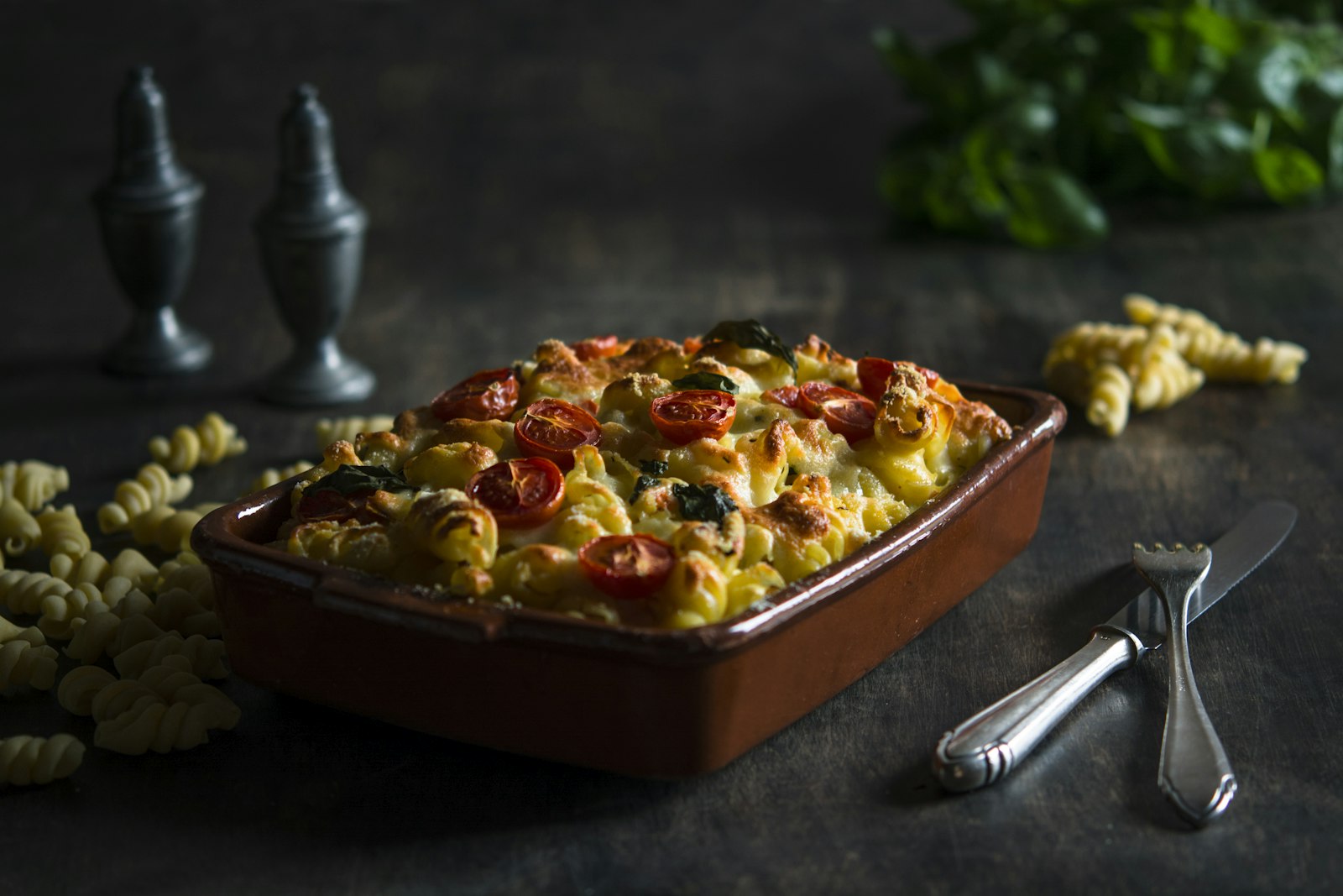 Baked noodle casserole in a dish