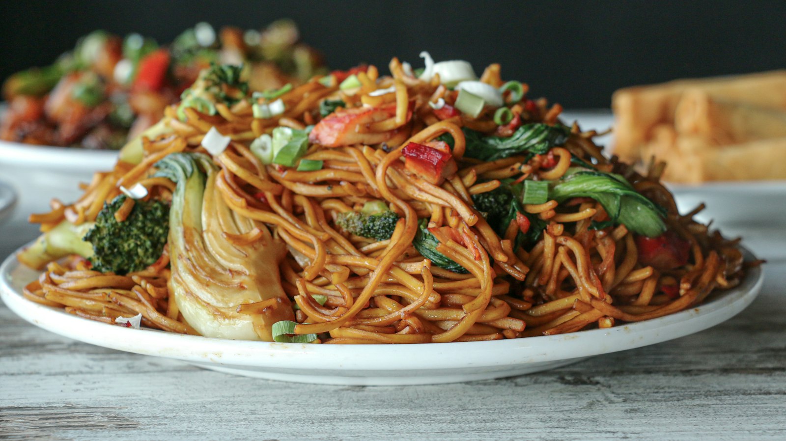 Stir fried wide noodles with basil