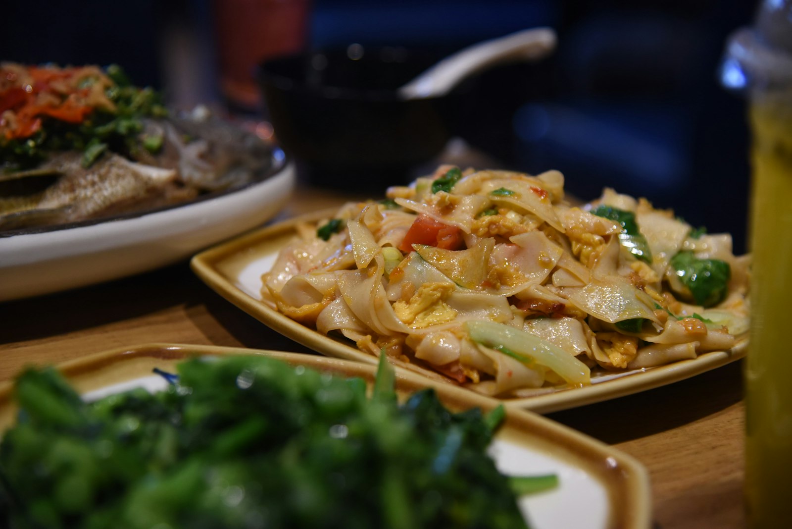 Thai pad see ew noodles on a plate