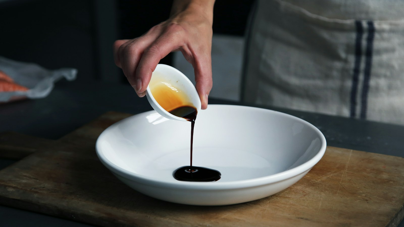 Balsamic vinaigrette poured into a bowl