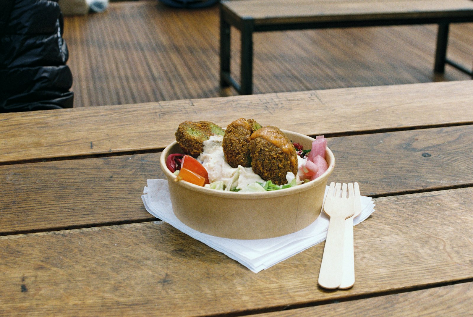 Falafel buddha bowls to go with salad and tahini