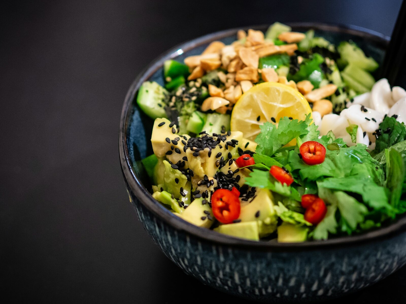 Green goddess buddha bowls with avocado, chickpeas and herbs