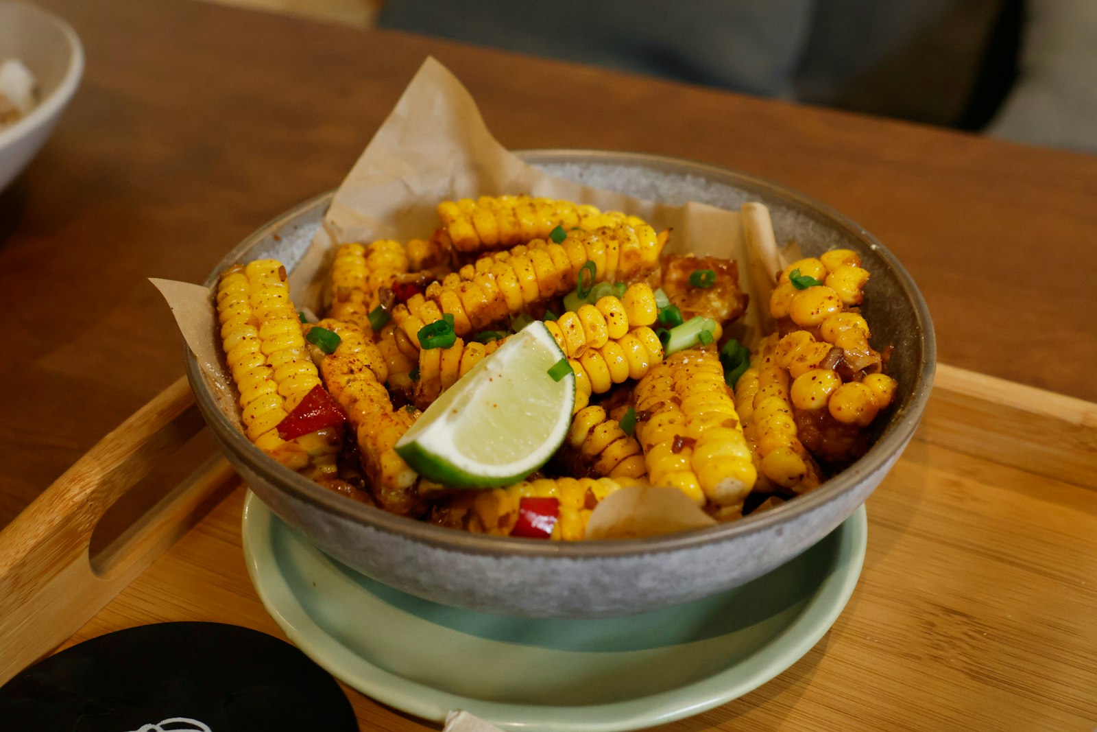 Crispy corn ribs with lime as a side