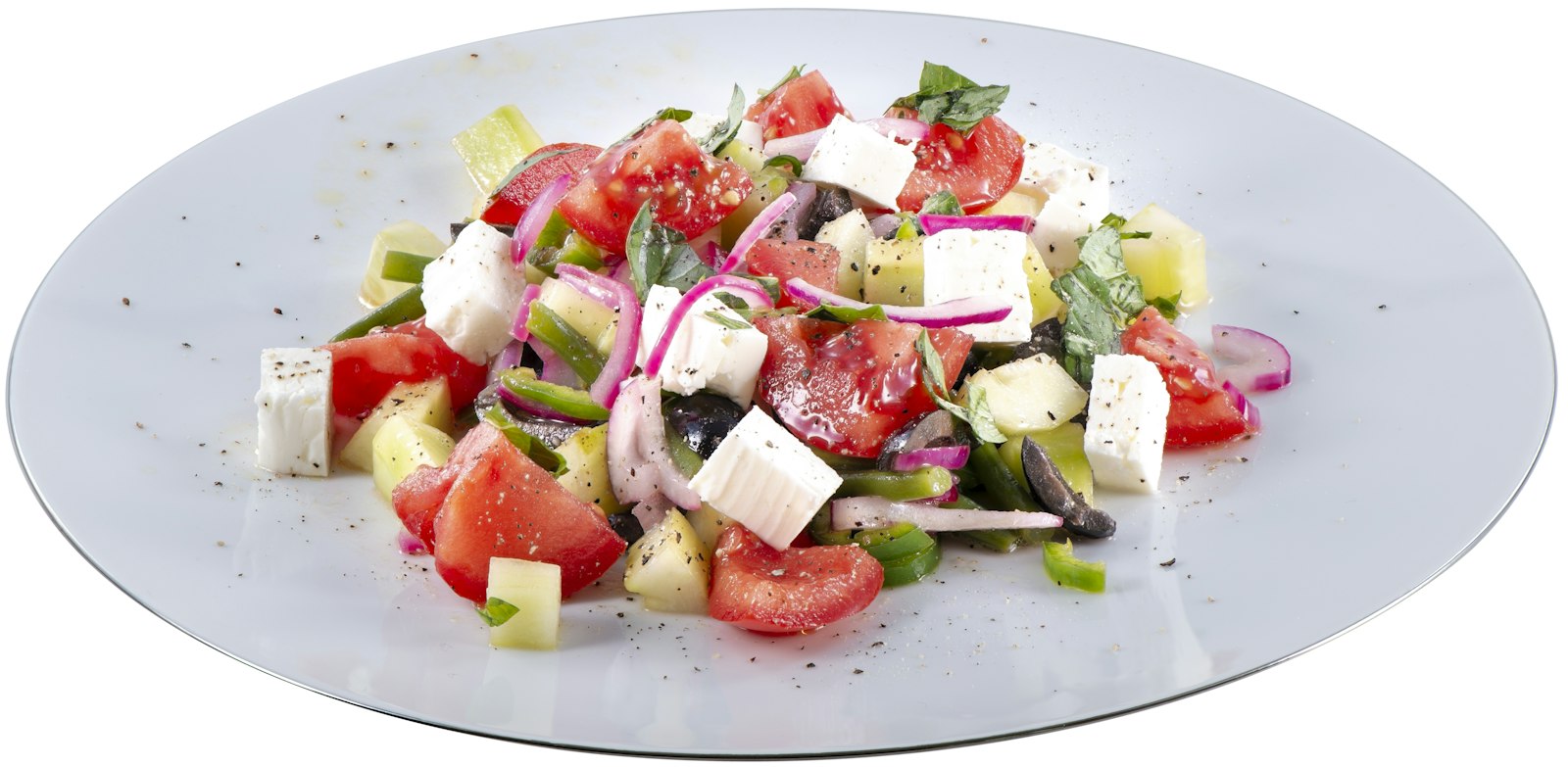 Greek salad with feta and red onion