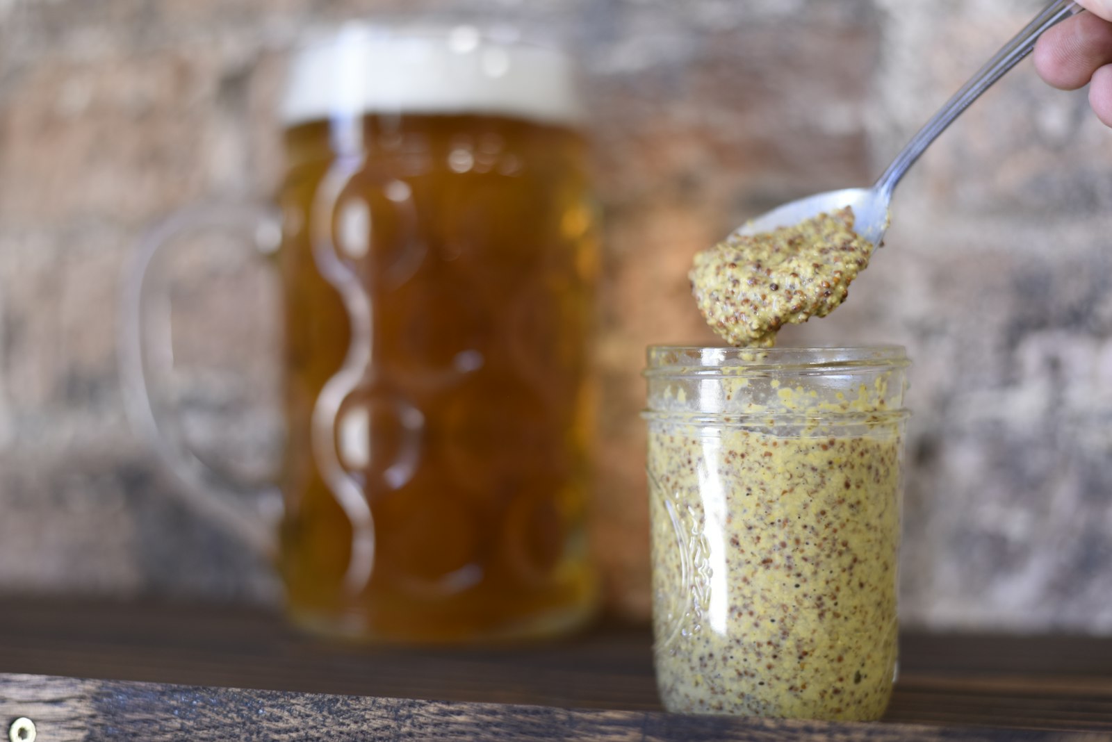 Jar of honey mustard vinaigrette