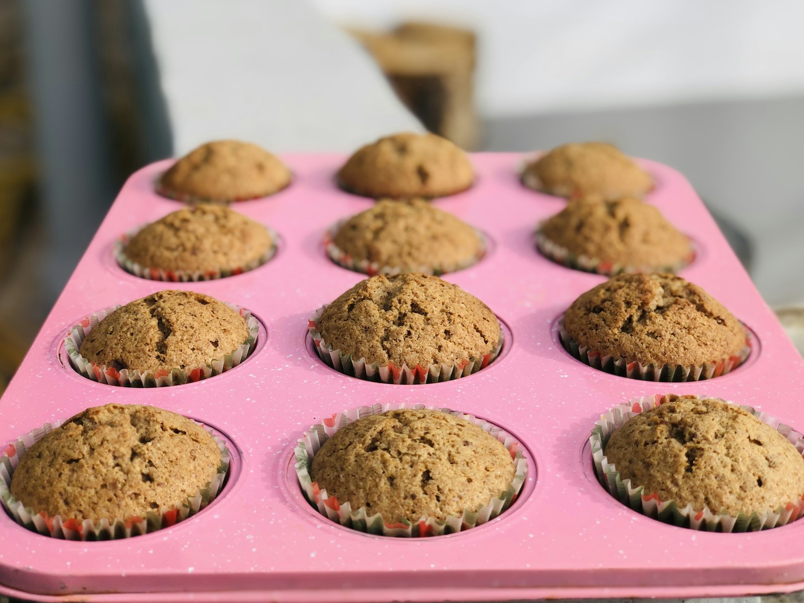 Carrot muffins in a pink silicone tray
