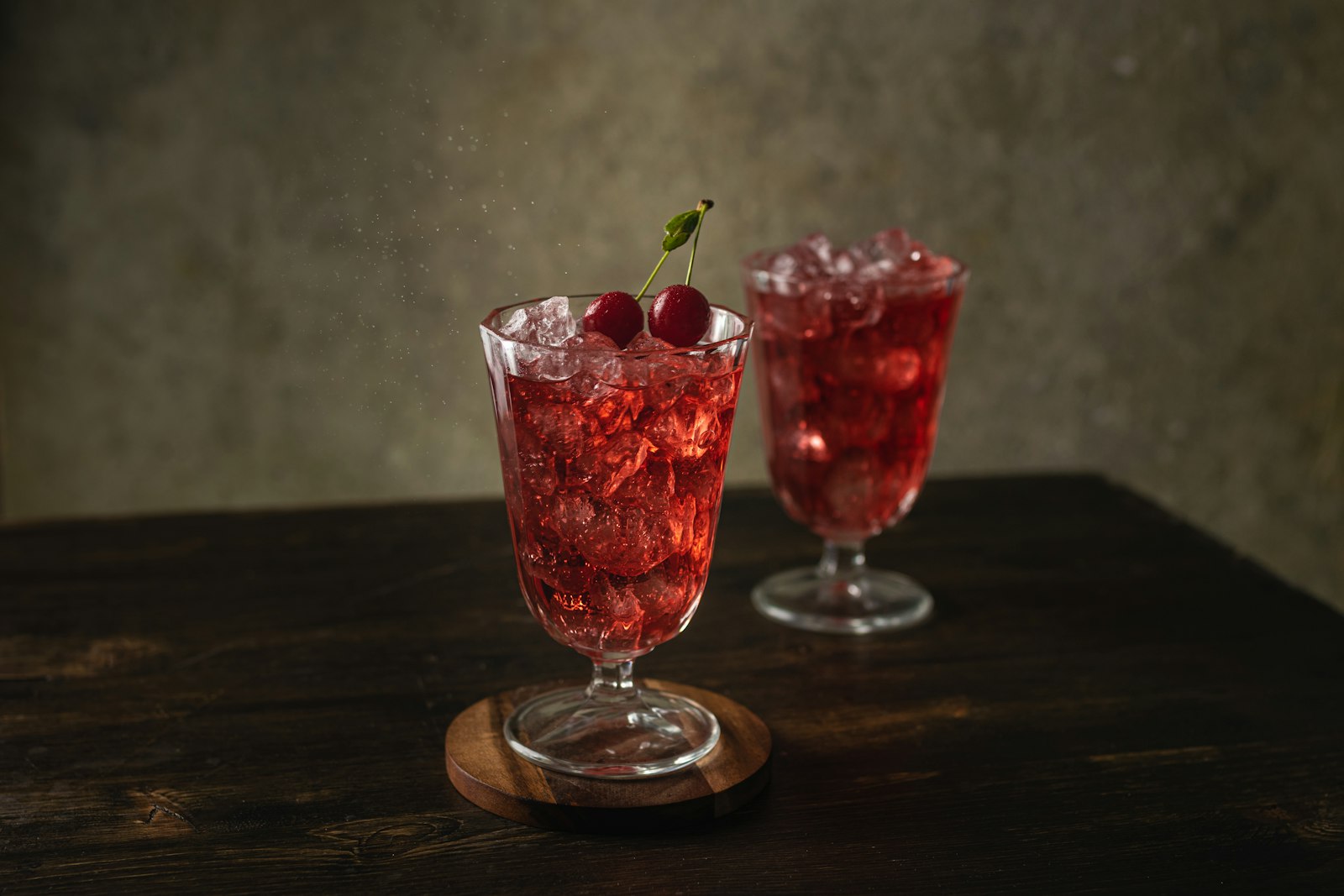 Two glasses of sparkling cranberry spritzer