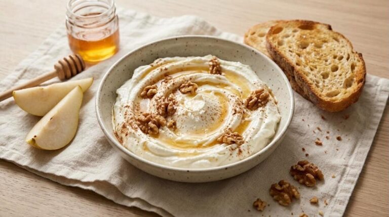 Whipped cottage cheese with honey and walnuts
