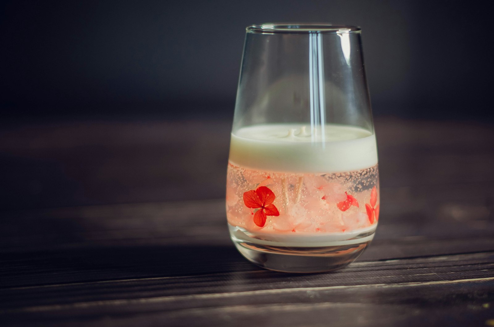 Rose milk in a tall glass