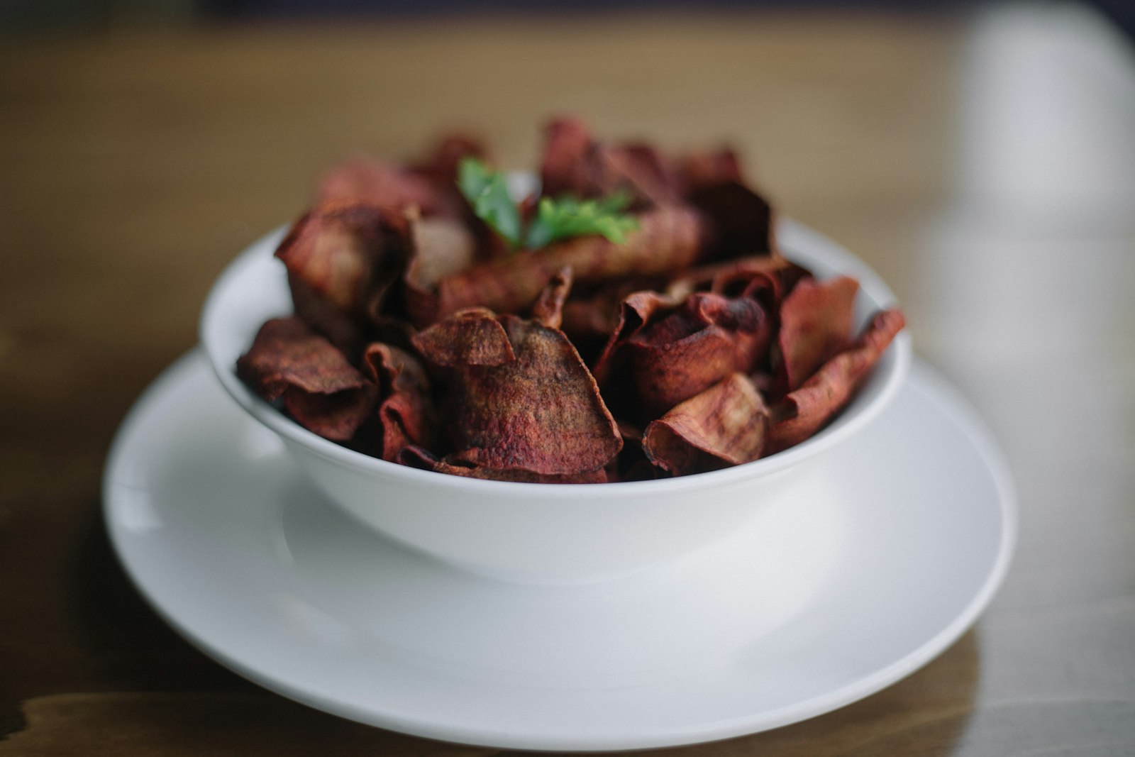 Bowl of crispy baked vegetable chips
