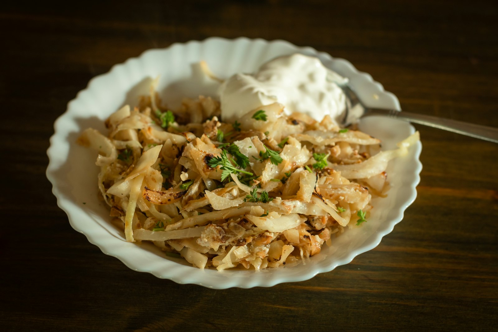 Bowl of fried shredded greens