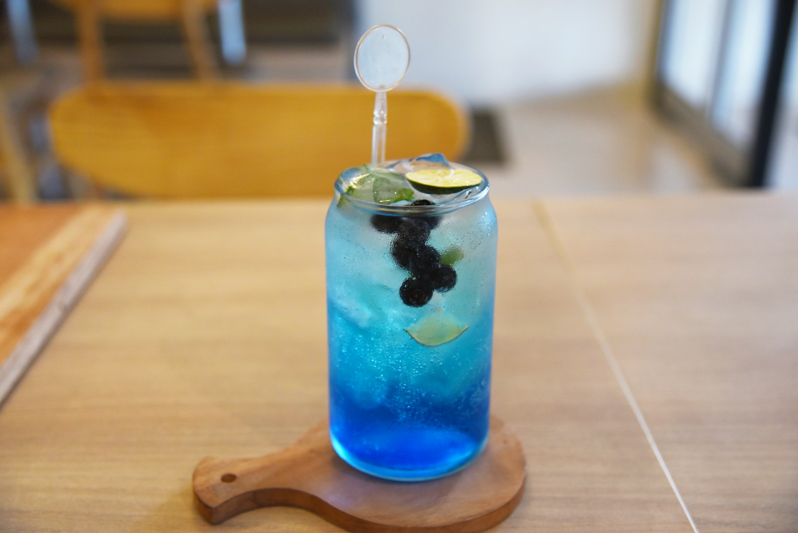 Blue drink with blueberries