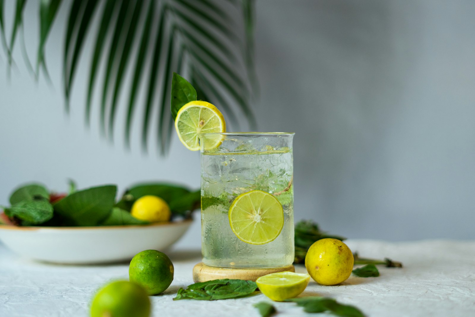 Mint lemonade with lime slices