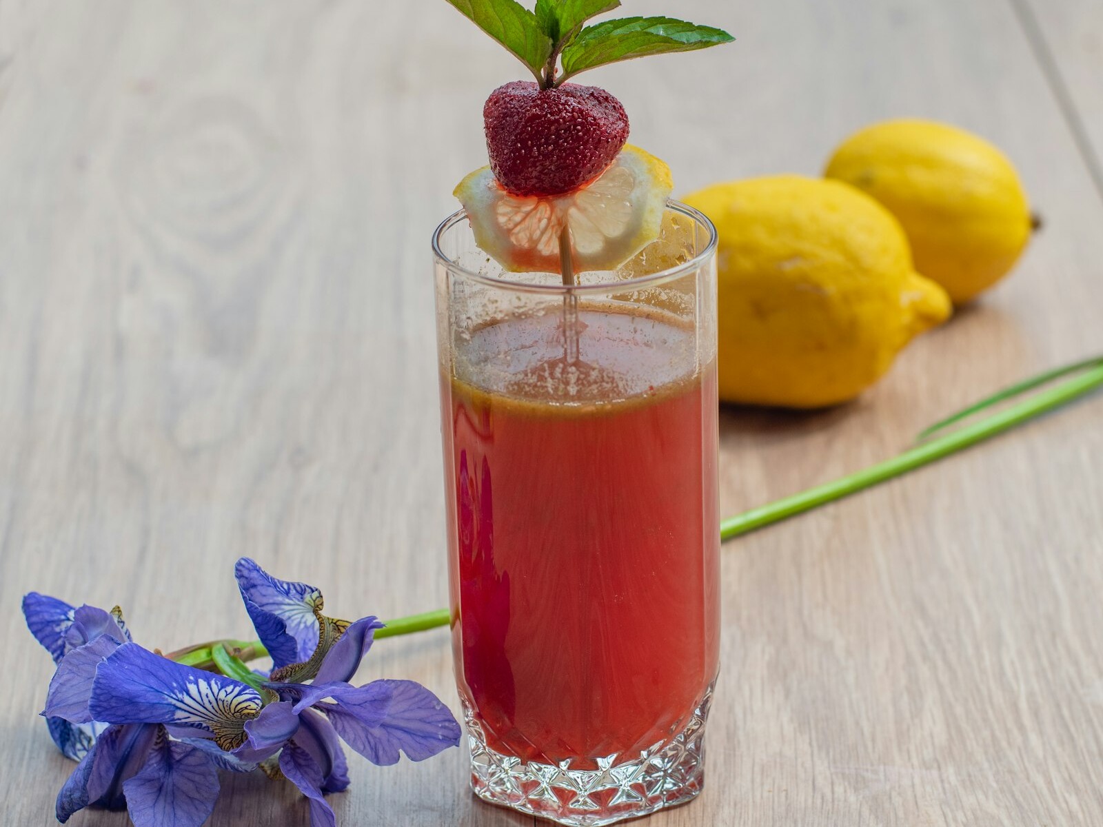 Pink lemonade with lemons