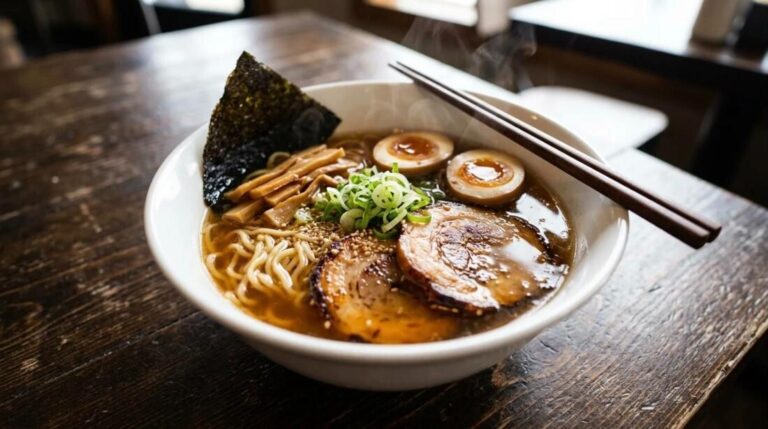 Noodle bowls: Japanese shoyu ramen with chashu pork and soft boiled eggs