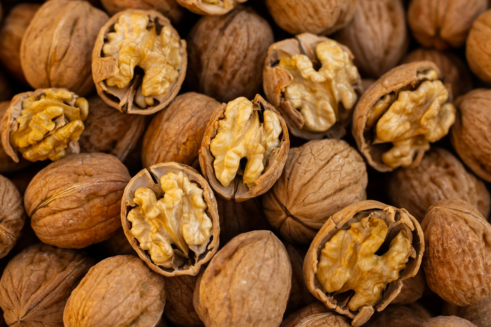 Pile of whole walnuts