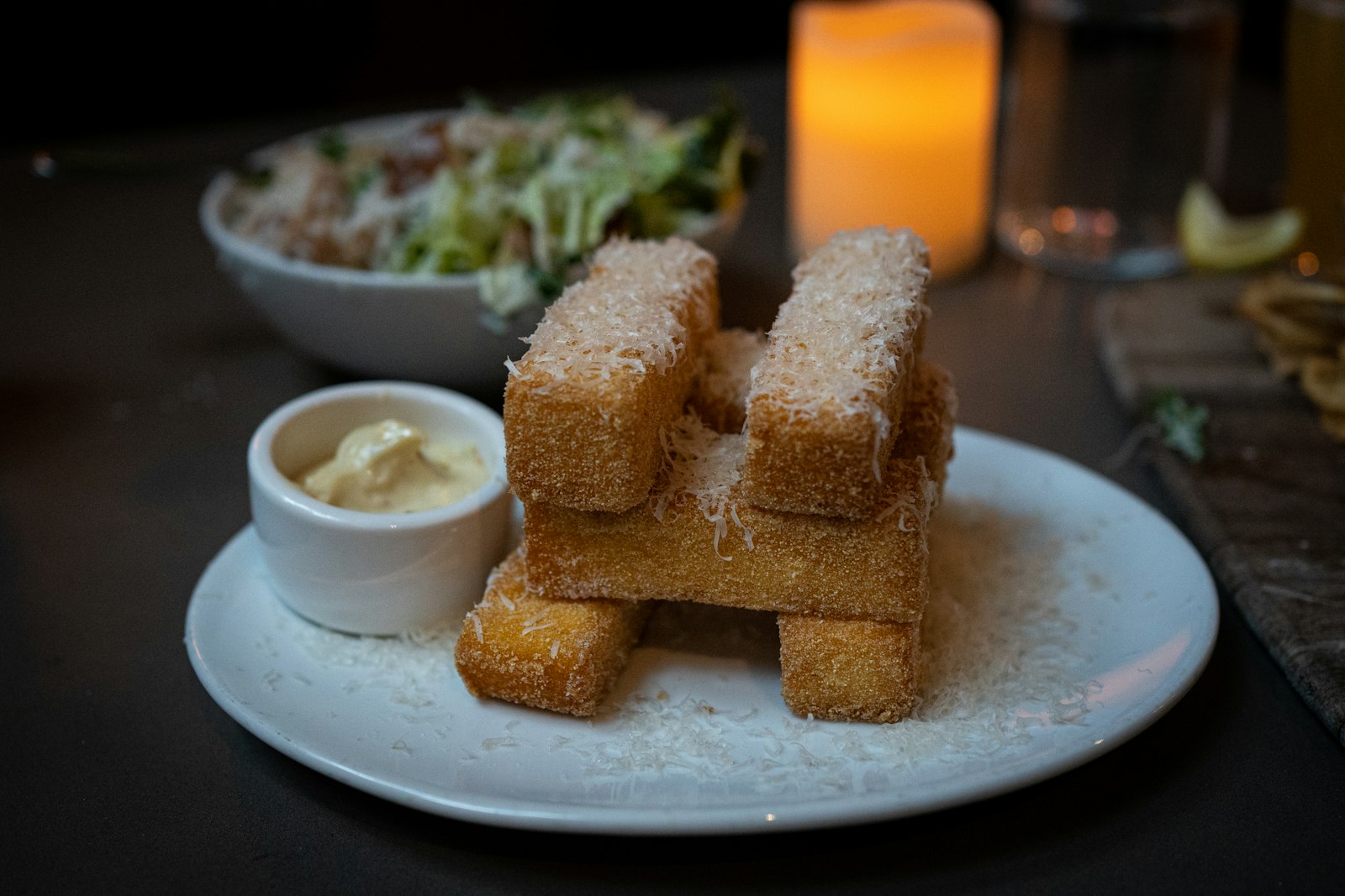French toast sticks with a dipping sauce