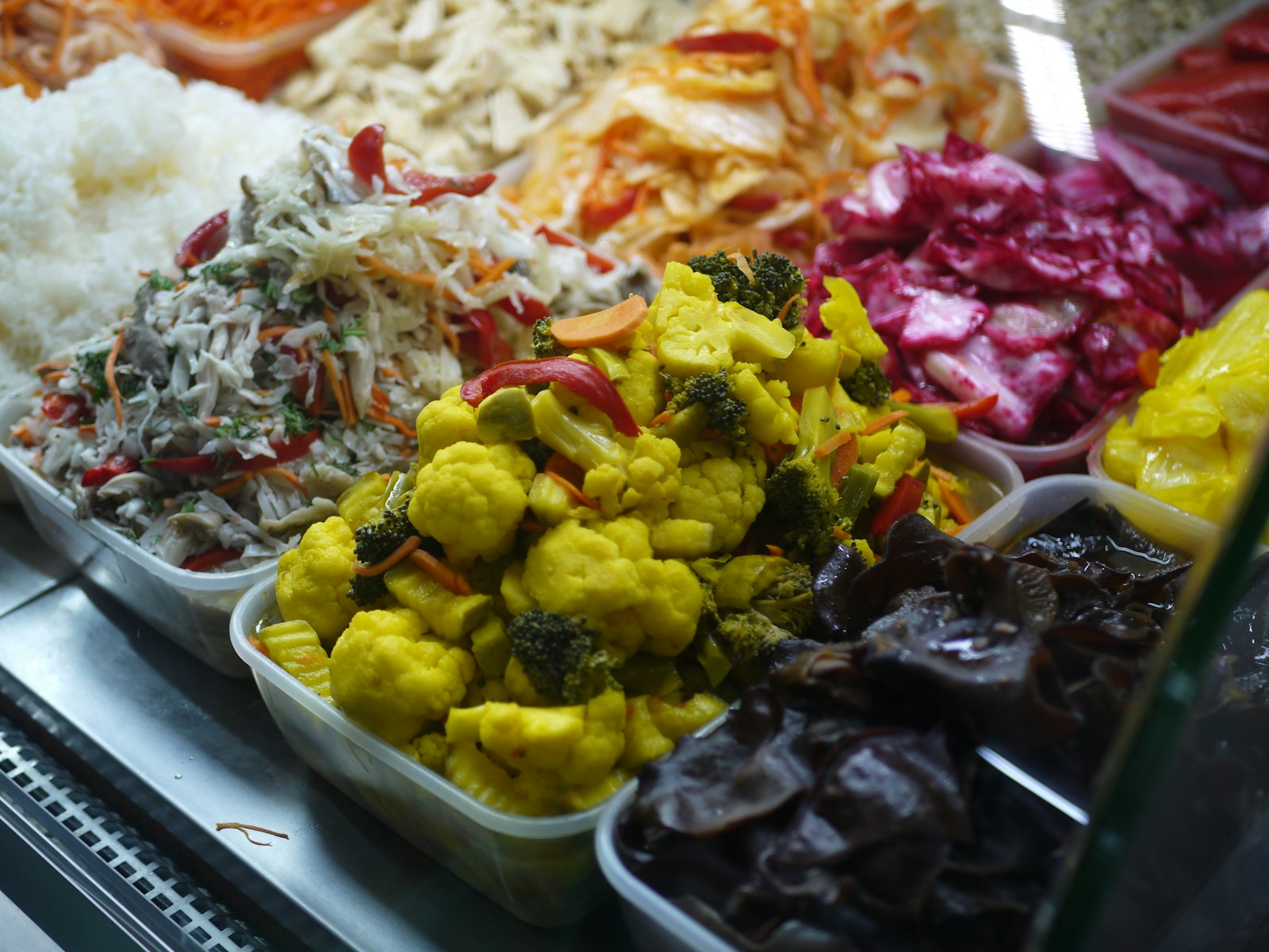 Golden turmeric cauliflower at a market