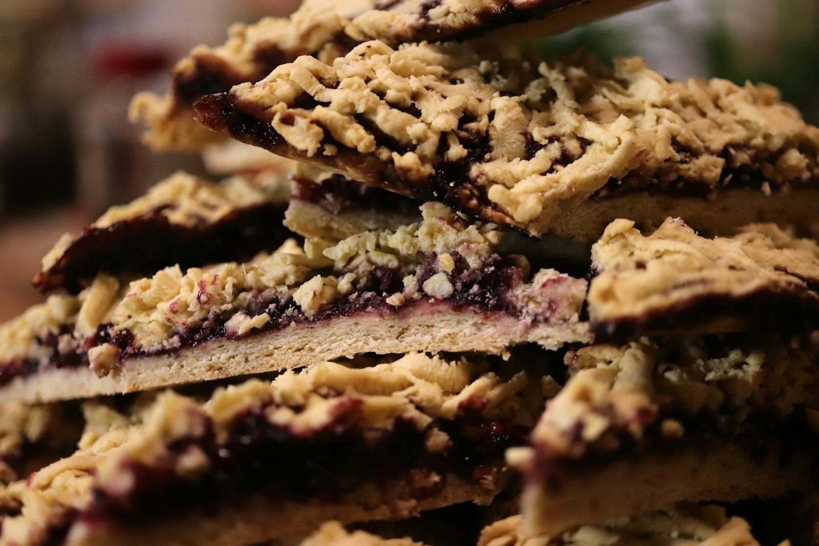Raspberry jam bars stacked