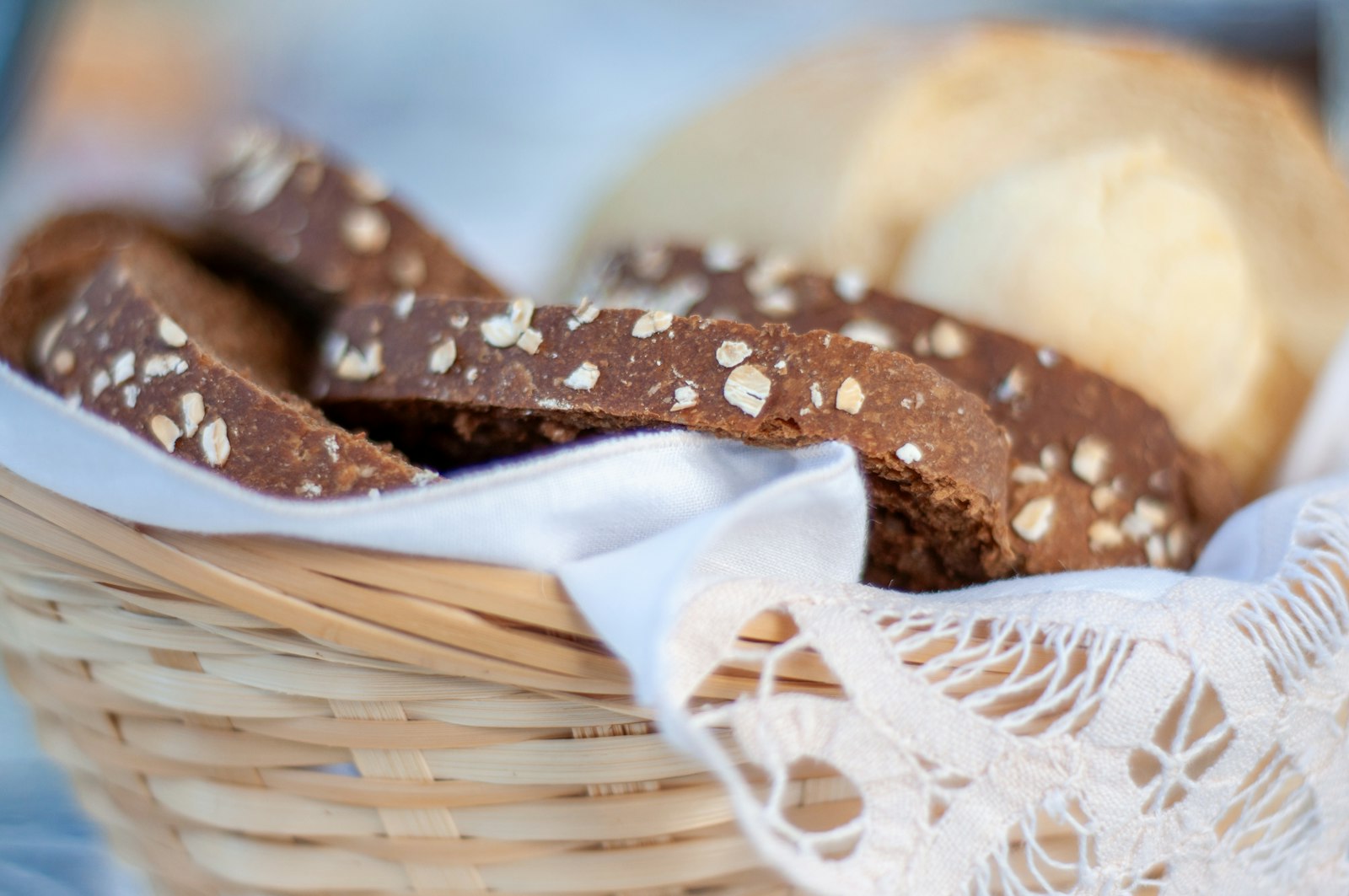 Chocolate dipped biscotti in a basket