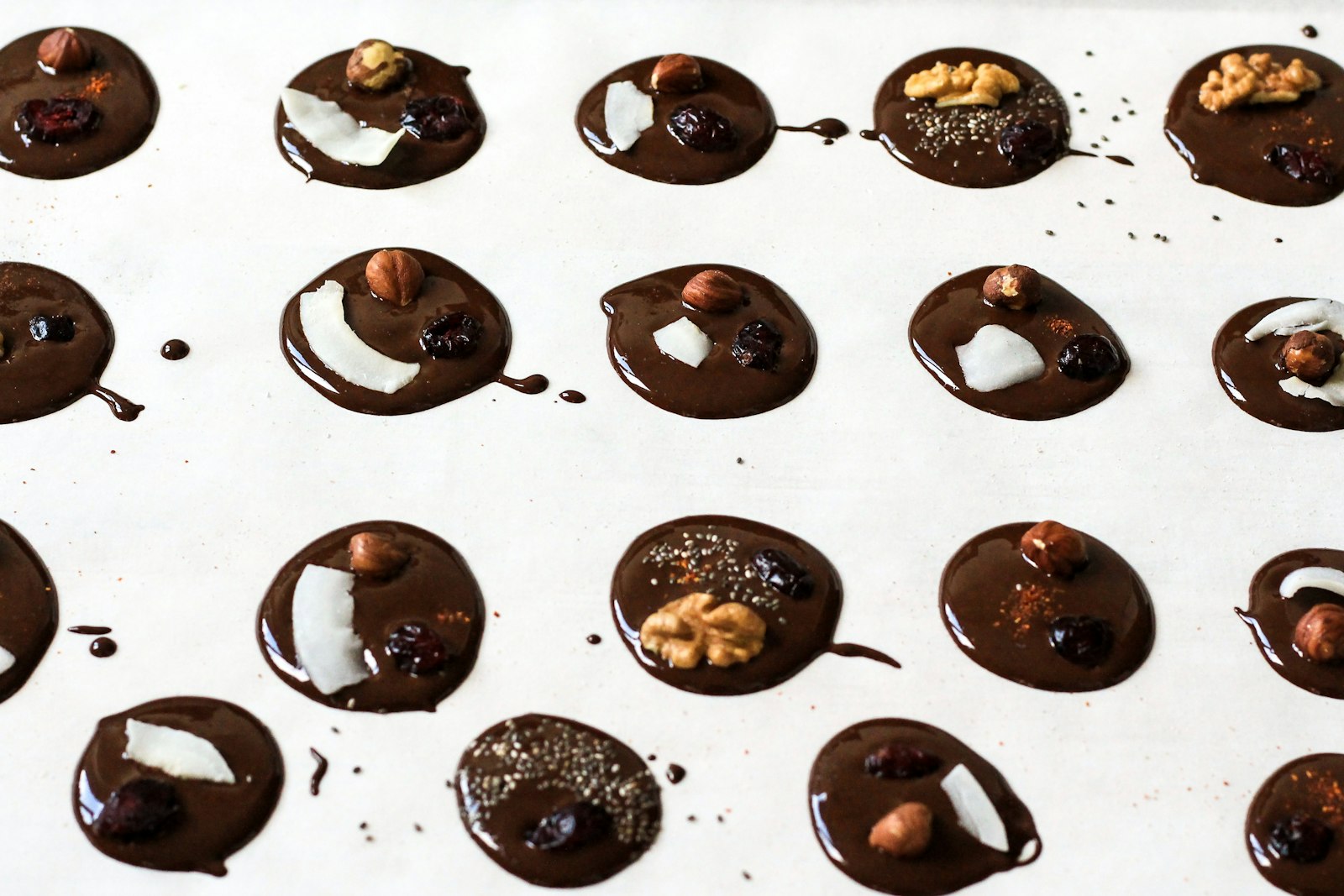 Chocolate fruit and nut clusters