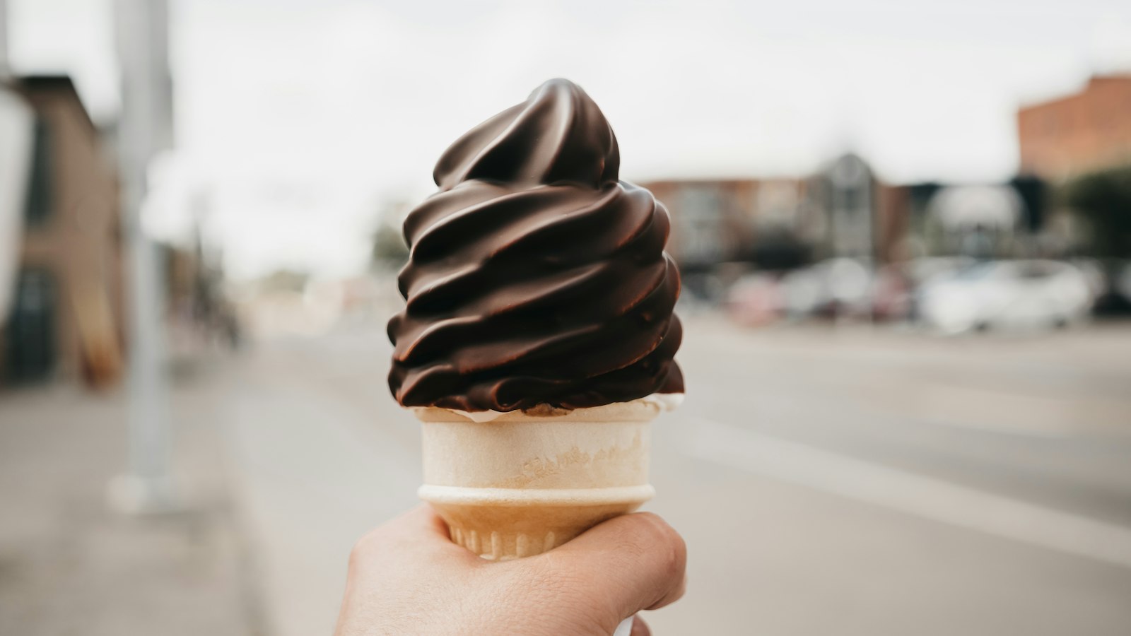 Soft serve cone dipped in chocolate