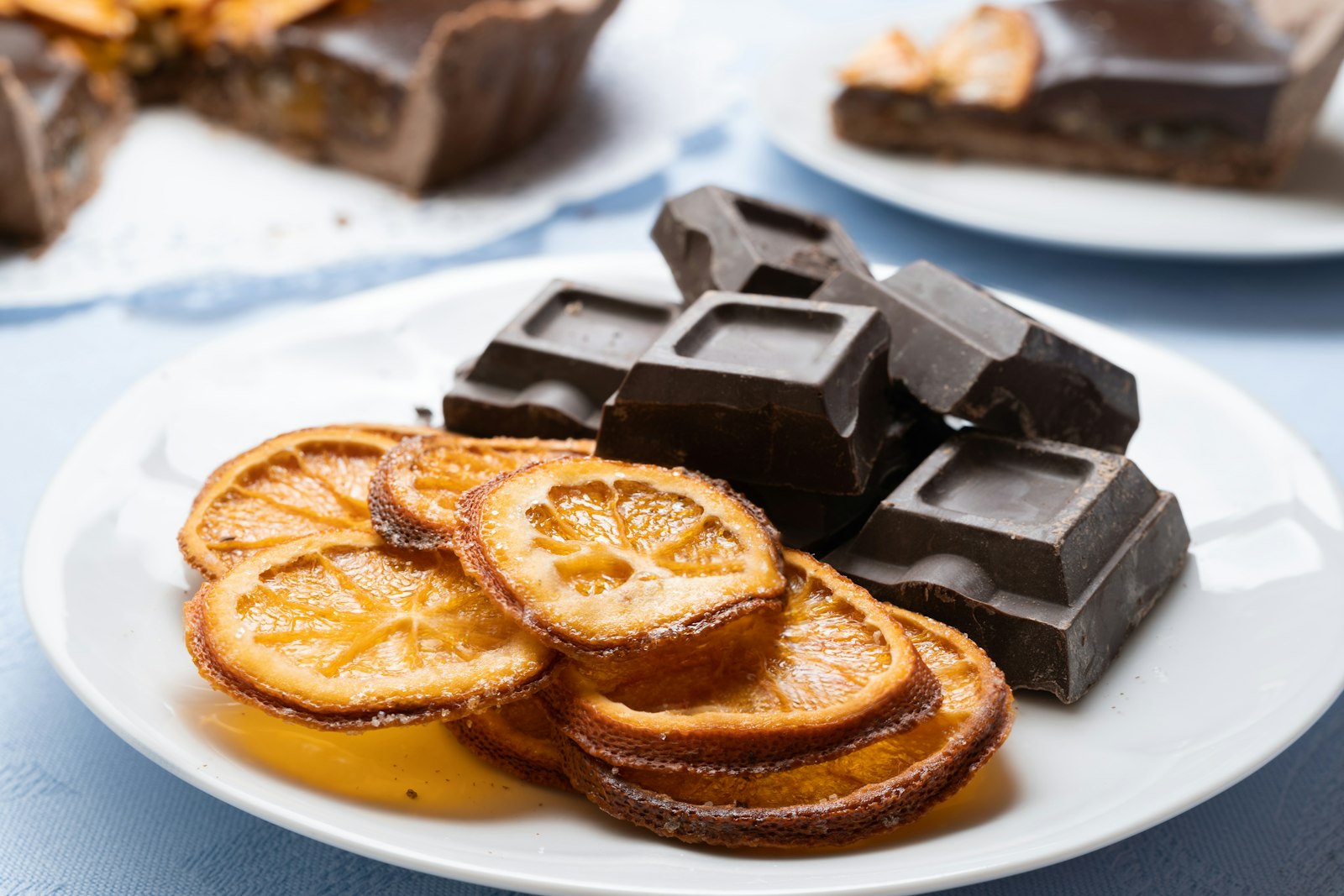 Dried orange slices with dark chocolate