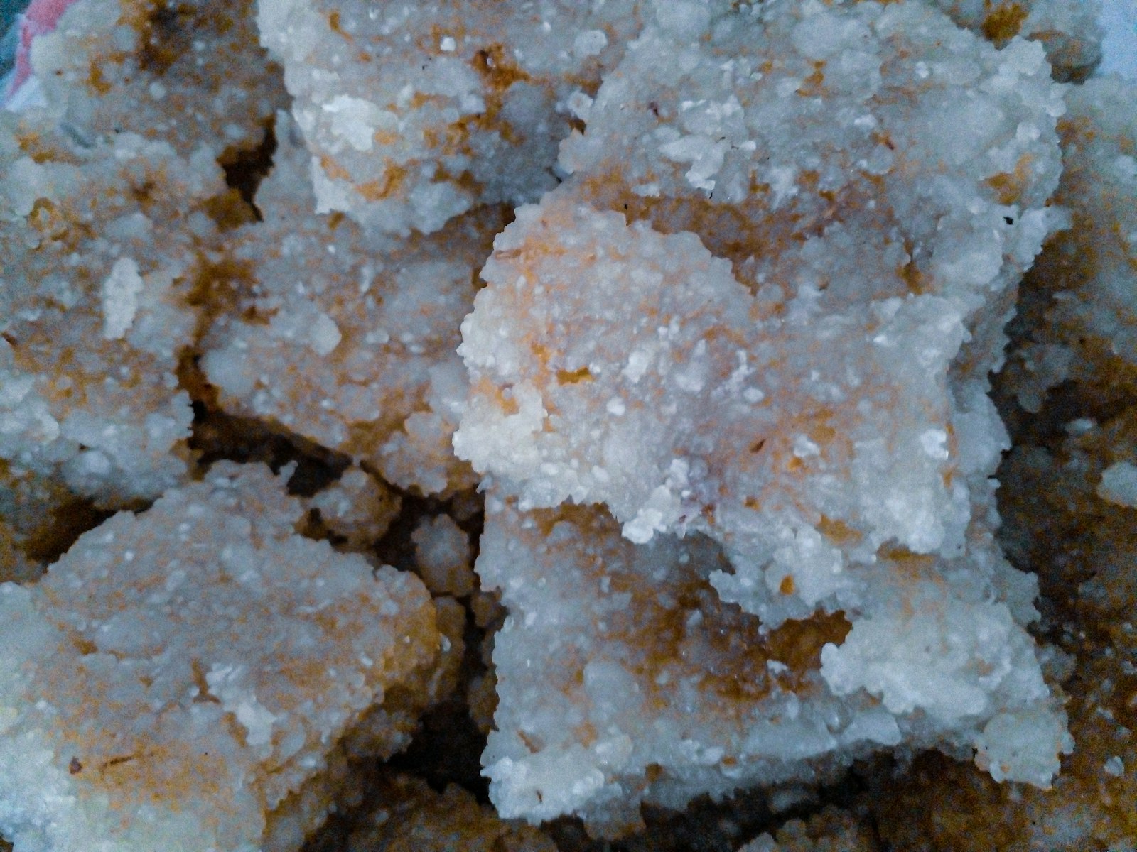 Close up of white coconut barfi pieces