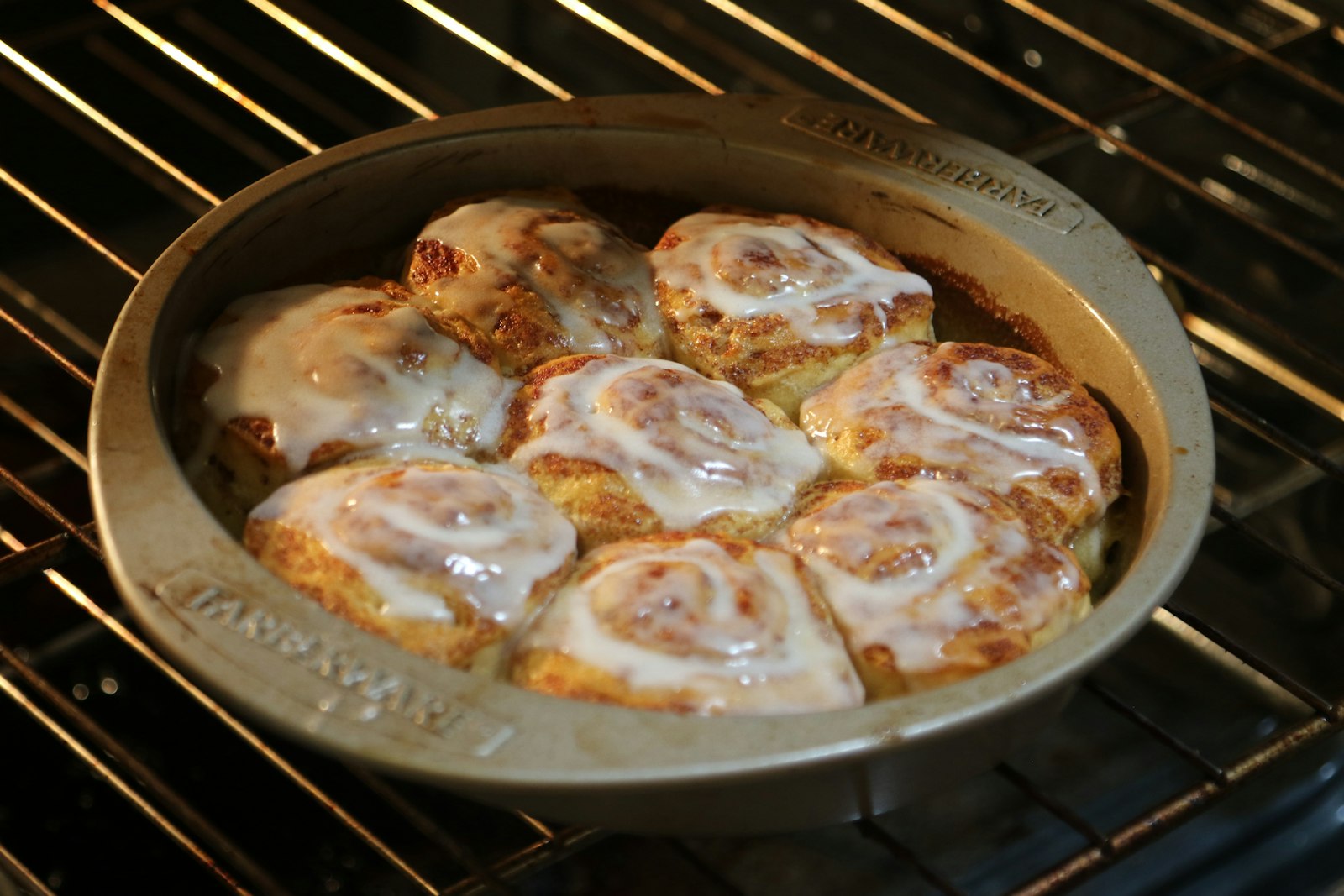Skillet apple cinnamon rolls with glaze