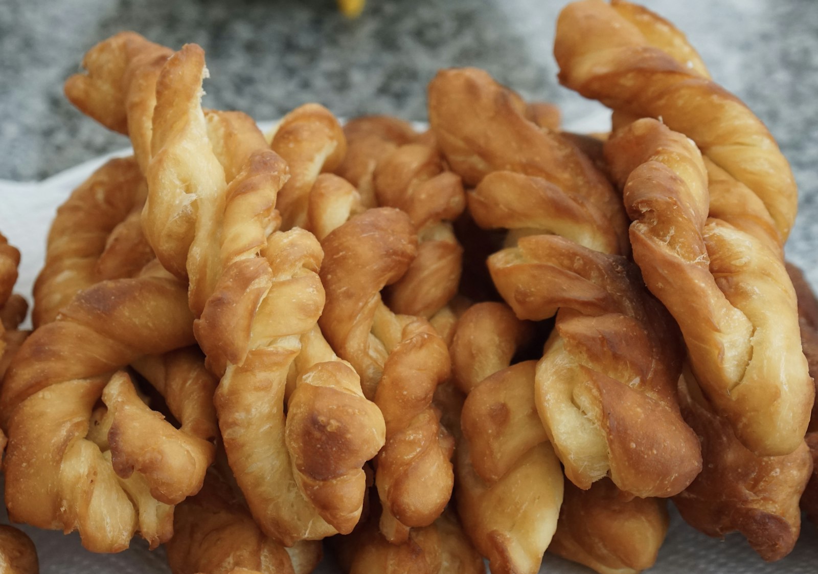Cinnamon sugar twists piled high