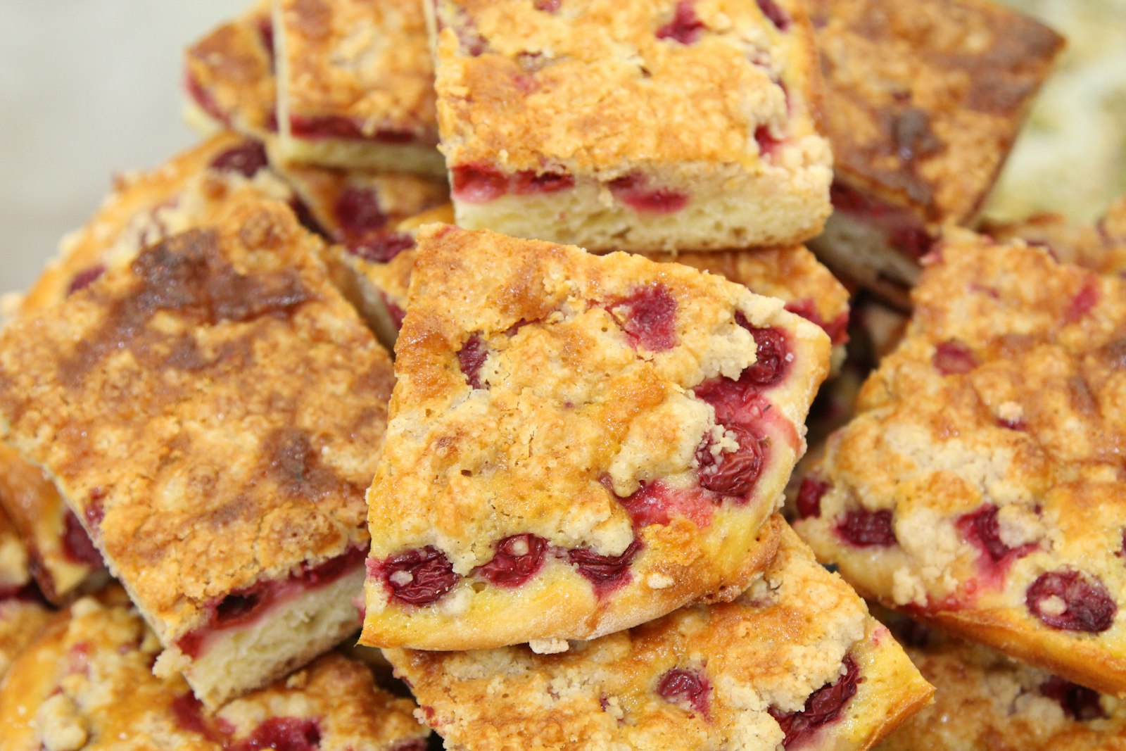 Cranberry bars with a golden crust