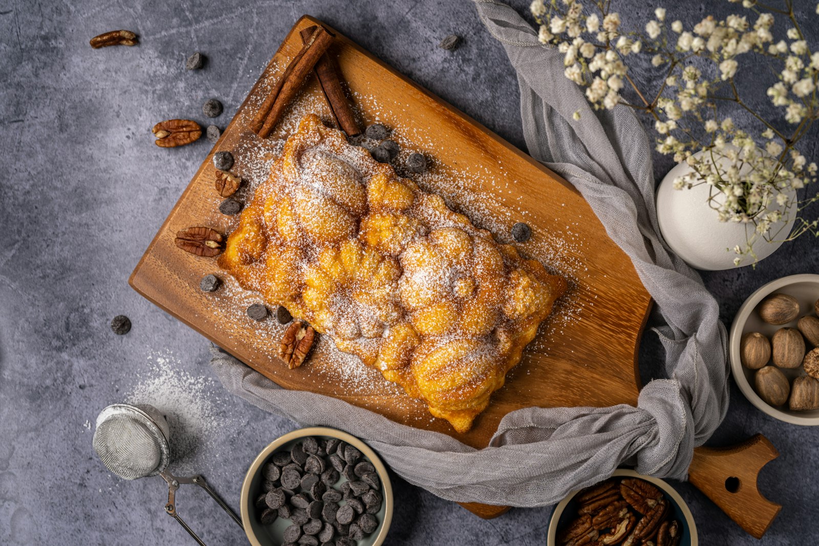 Golden croissant bake in a dish
