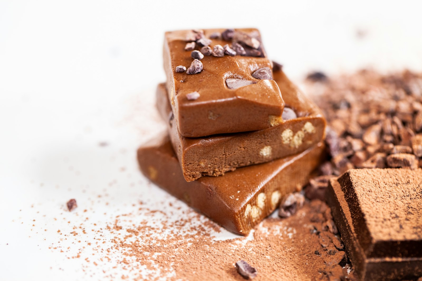 Chocolate fudge squares with cocoa