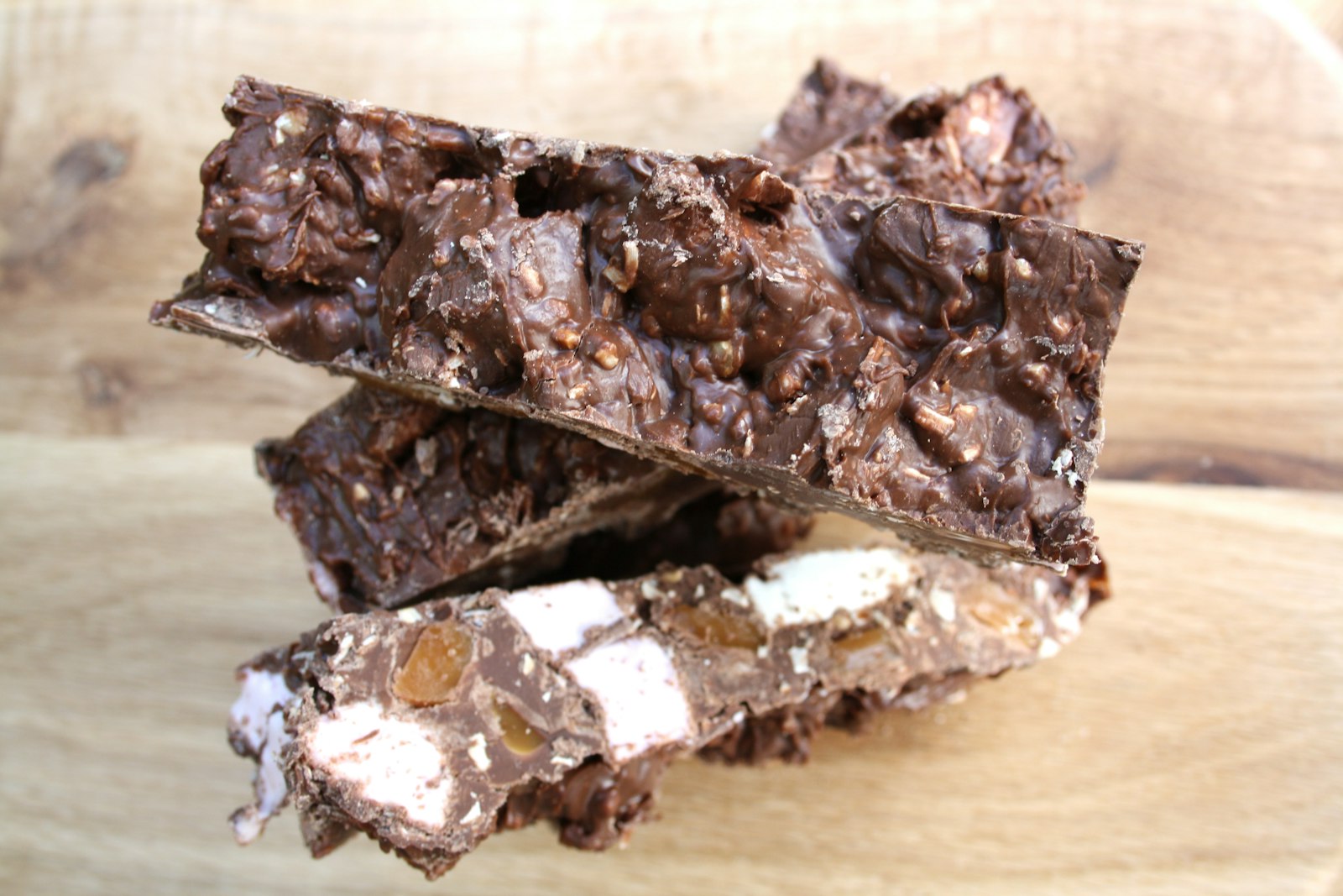 Rocky road candy with marshmallows and chocolate