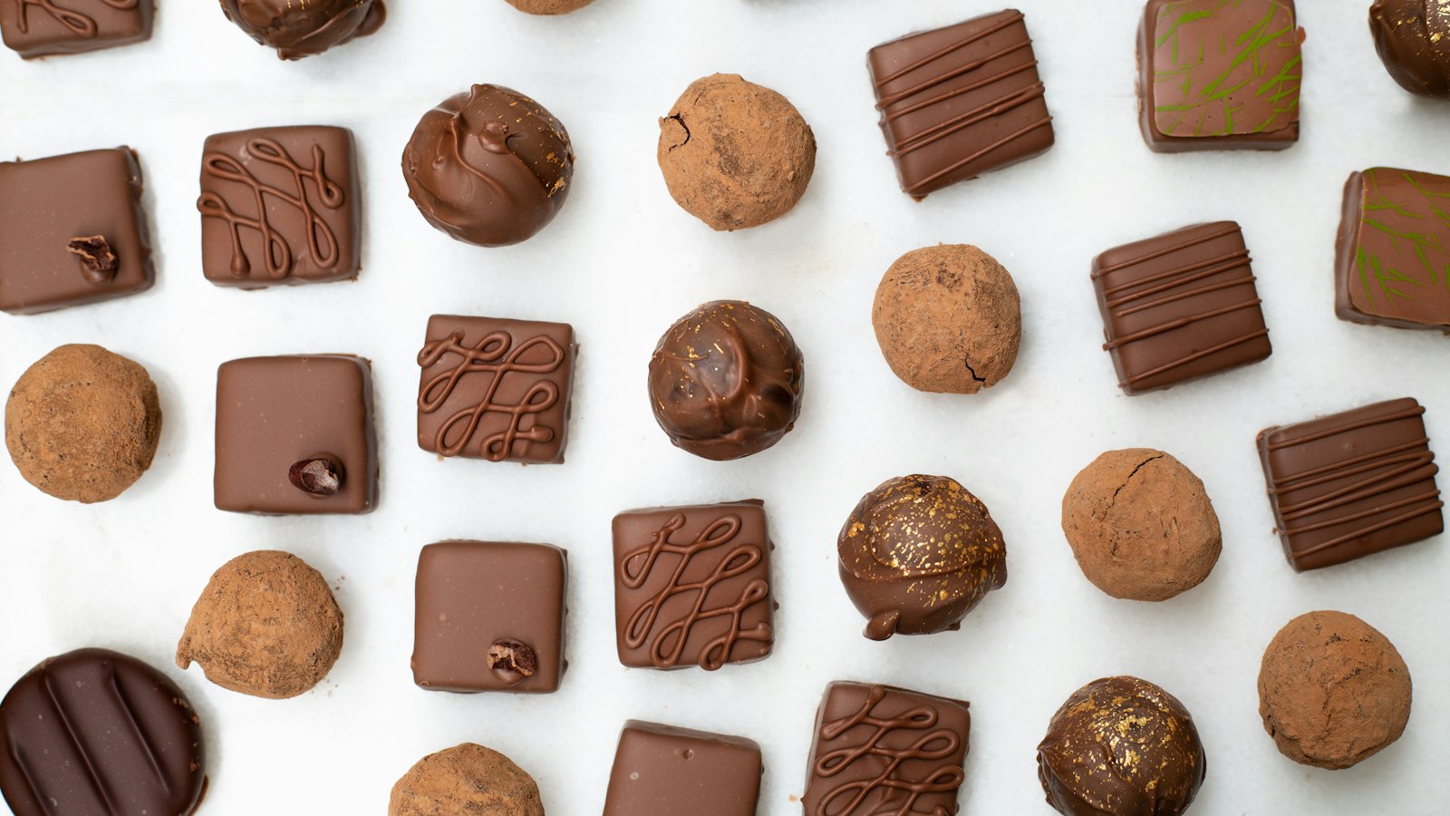 Assorted chocolate truffles for Christmas candy boxes
