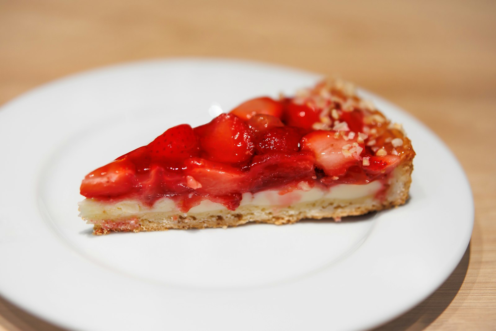 Strawberry cake slice on a plate