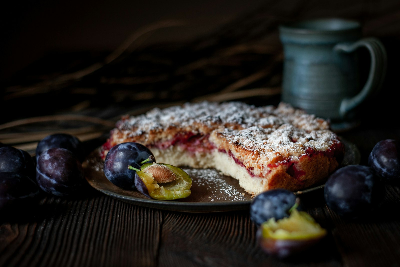 German plum cake with juicy plums