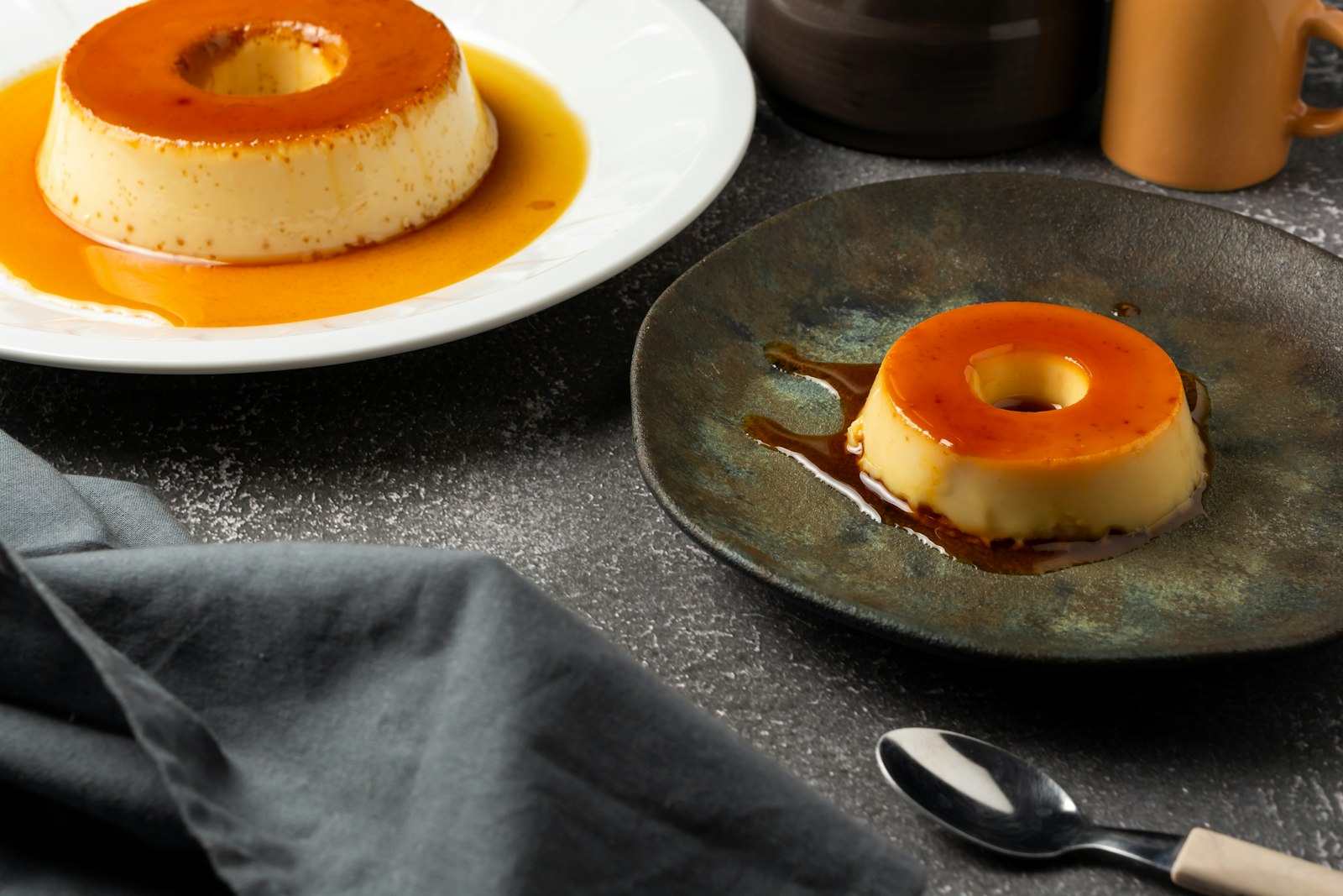 Filipino leche flan with golden caramel sauce