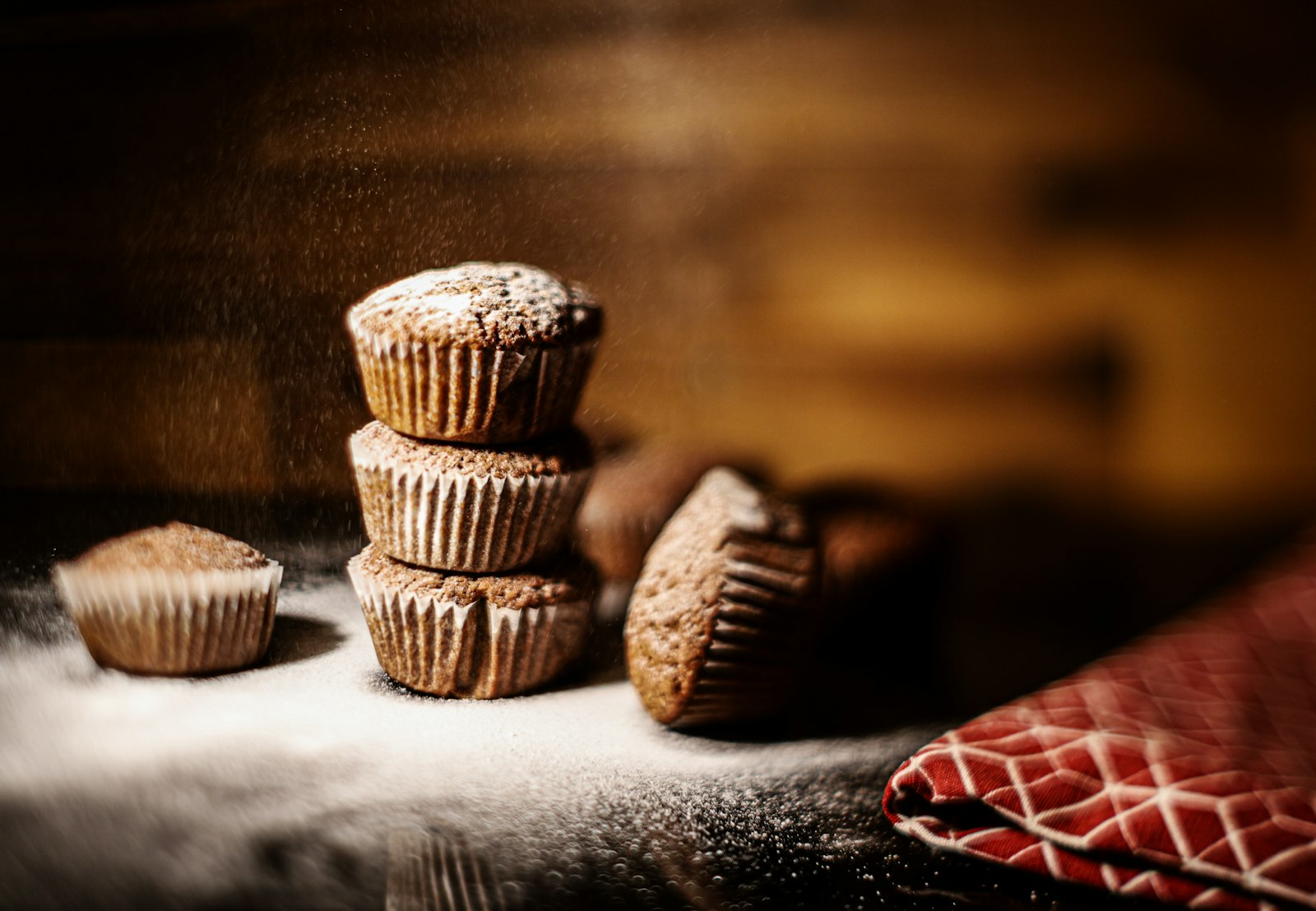 Stack of molasses spice muffins