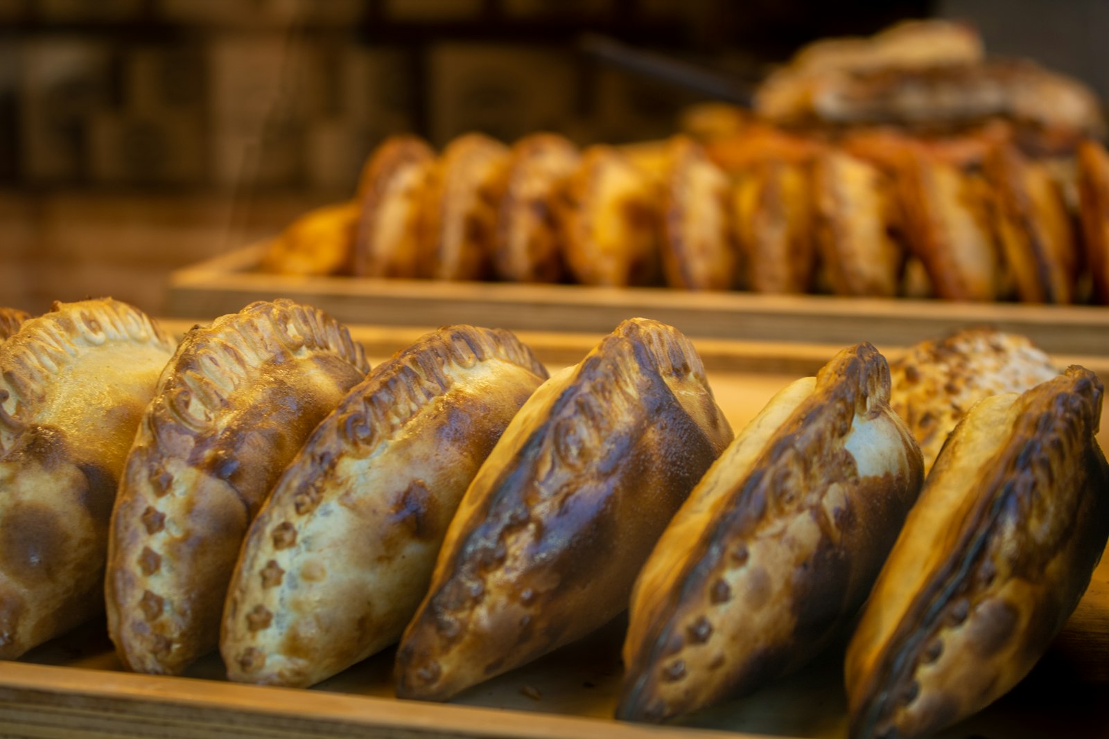 Sweet empanadas in a row