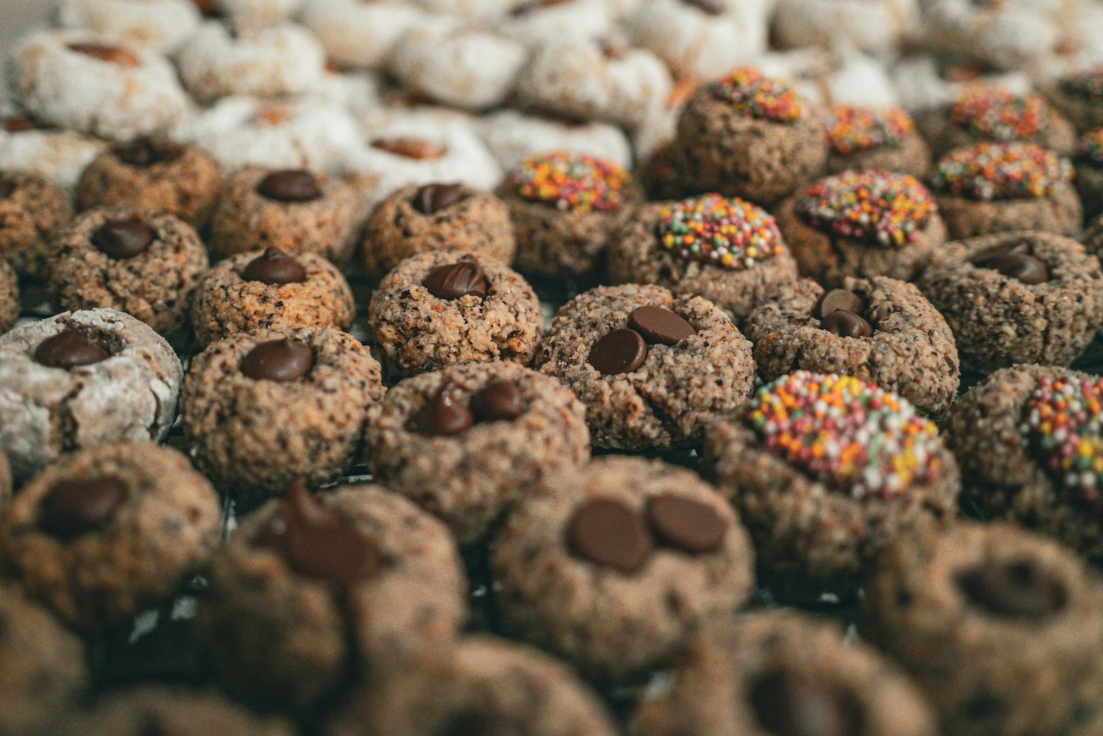 Chocolate hazelnut thumbprint cookies