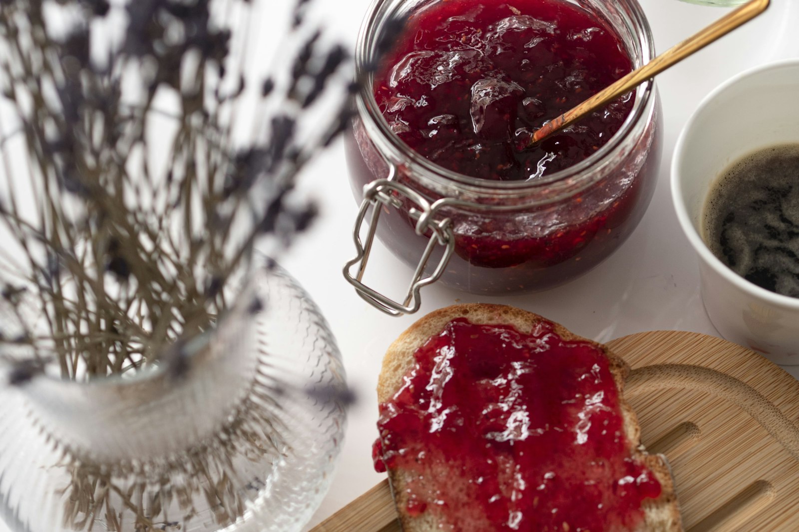 Jars of homemade berry jam for holiday gifts